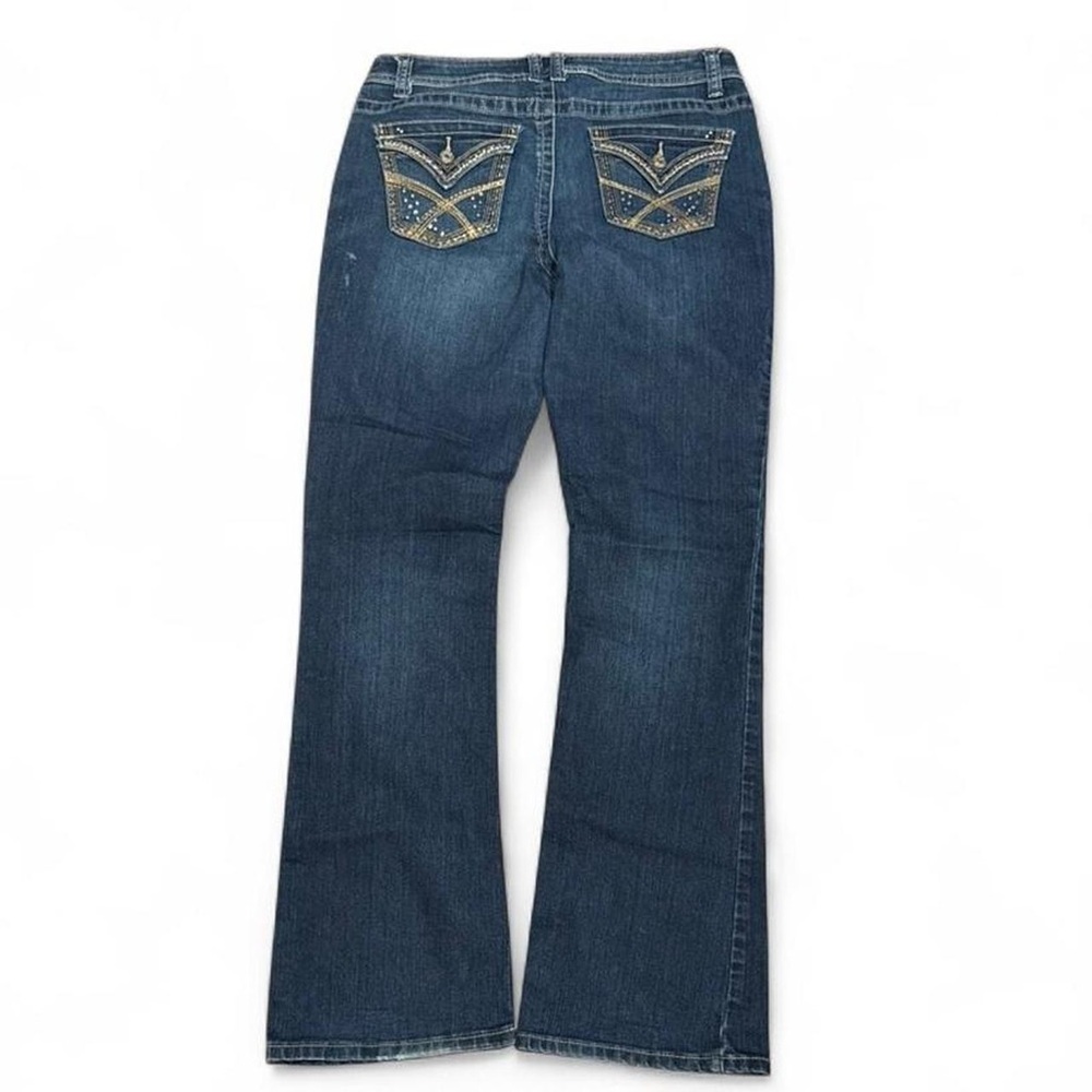 Y2K Apt 9 Flap Bedazzled Embroidered Low Rise Bootcut Flared Jeans
